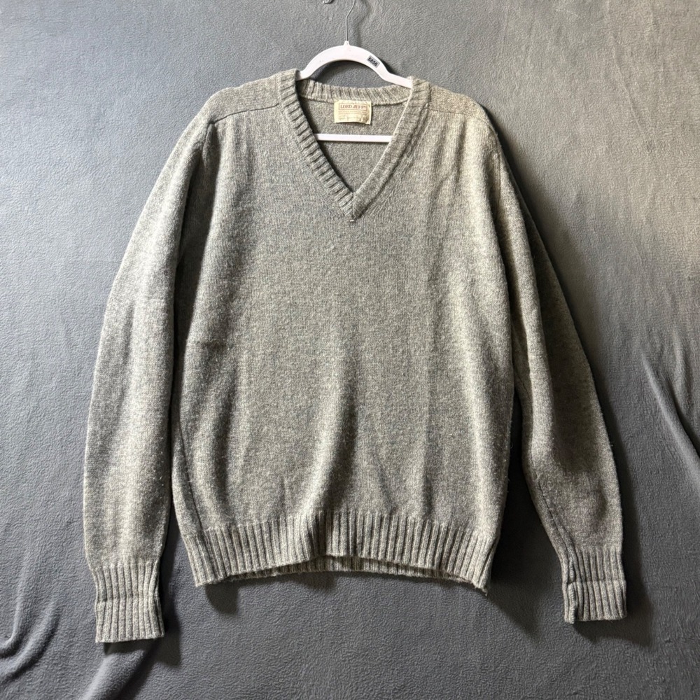 Vintage Lord Jeff Gray Sweater Size XL Camel Hair And Wool Blend USA